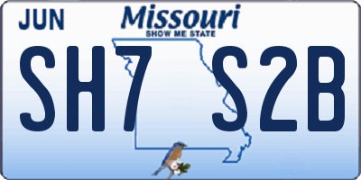 MO license plate SH7S2B