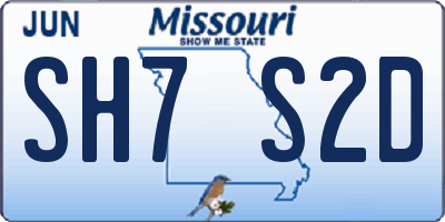 MO license plate SH7S2D