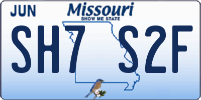 MO license plate SH7S2F