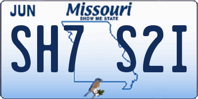 MO license plate SH7S2I