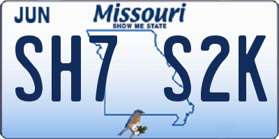 MO license plate SH7S2K