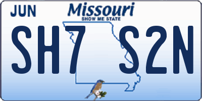 MO license plate SH7S2N