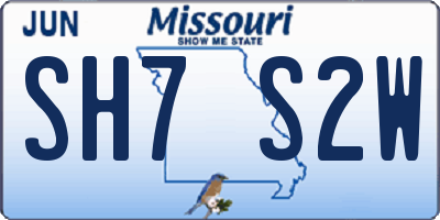 MO license plate SH7S2W