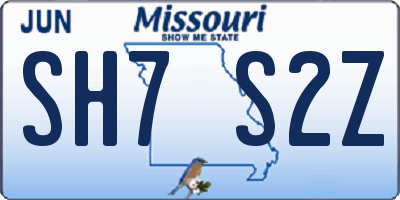 MO license plate SH7S2Z