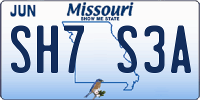 MO license plate SH7S3A