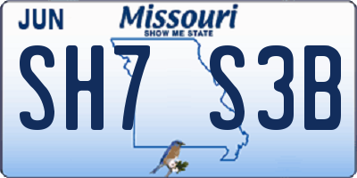 MO license plate SH7S3B