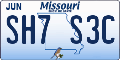 MO license plate SH7S3C