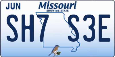 MO license plate SH7S3E