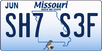 MO license plate SH7S3F