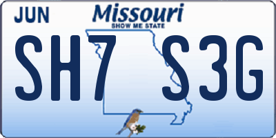 MO license plate SH7S3G