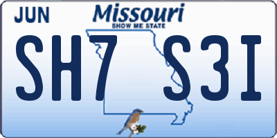 MO license plate SH7S3I