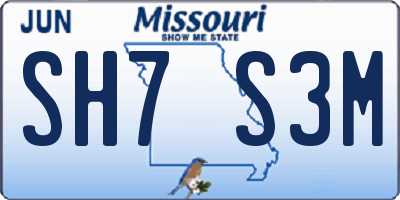 MO license plate SH7S3M