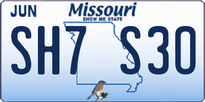 MO license plate SH7S3O