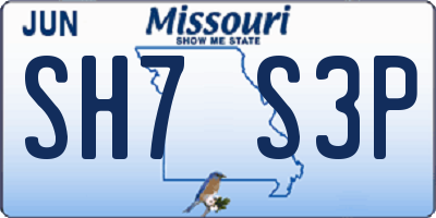 MO license plate SH7S3P