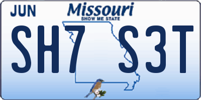 MO license plate SH7S3T