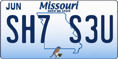 MO license plate SH7S3U