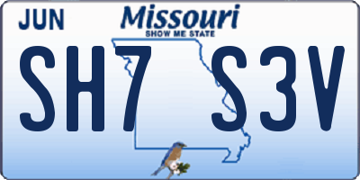 MO license plate SH7S3V