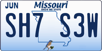 MO license plate SH7S3W