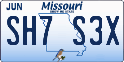 MO license plate SH7S3X
