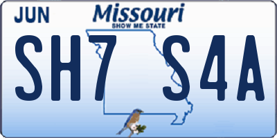 MO license plate SH7S4A