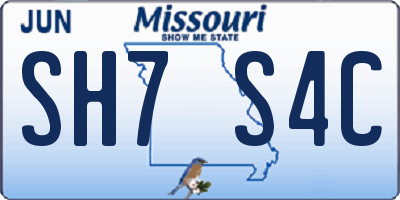 MO license plate SH7S4C