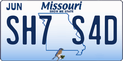 MO license plate SH7S4D