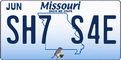 MO license plate SH7S4E