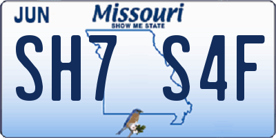 MO license plate SH7S4F
