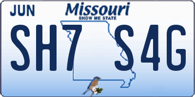 MO license plate SH7S4G