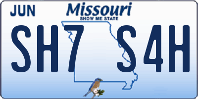 MO license plate SH7S4H