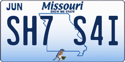 MO license plate SH7S4I