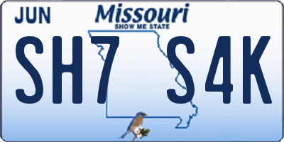 MO license plate SH7S4K