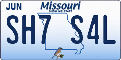 MO license plate SH7S4L