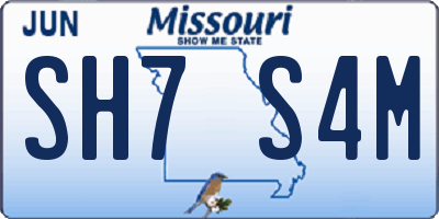 MO license plate SH7S4M