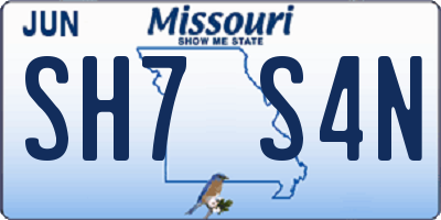MO license plate SH7S4N