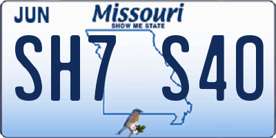 MO license plate SH7S4O