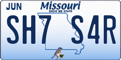 MO license plate SH7S4R