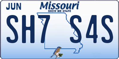MO license plate SH7S4S