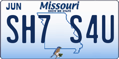 MO license plate SH7S4U