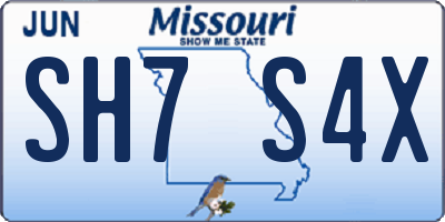 MO license plate SH7S4X
