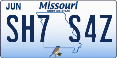 MO license plate SH7S4Z