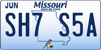 MO license plate SH7S5A