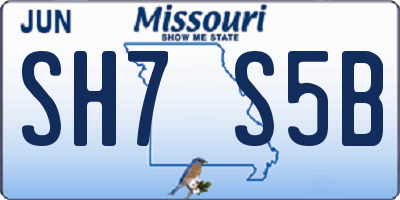 MO license plate SH7S5B