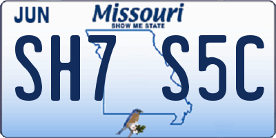 MO license plate SH7S5C