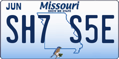 MO license plate SH7S5E