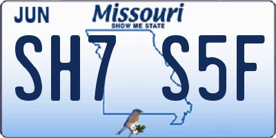 MO license plate SH7S5F