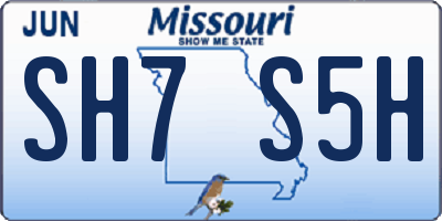 MO license plate SH7S5H