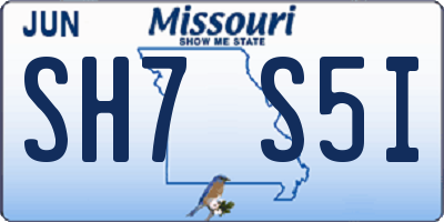 MO license plate SH7S5I