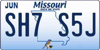 MO license plate SH7S5J