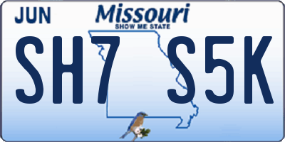 MO license plate SH7S5K